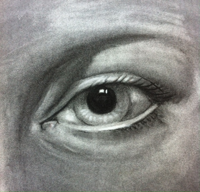 a drawing and shading of an eye