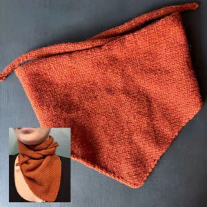 a brick red knit scarf