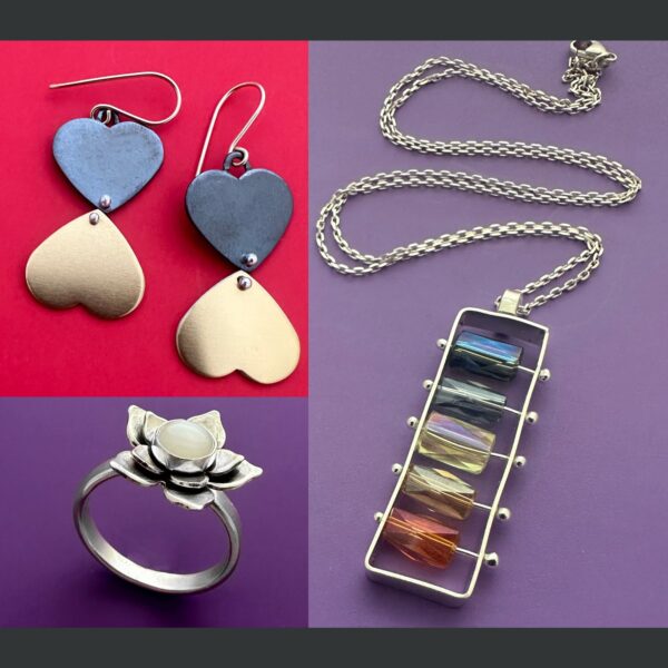 earrings, a ring, and a necklace