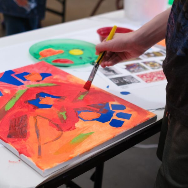 an orange and blue painting