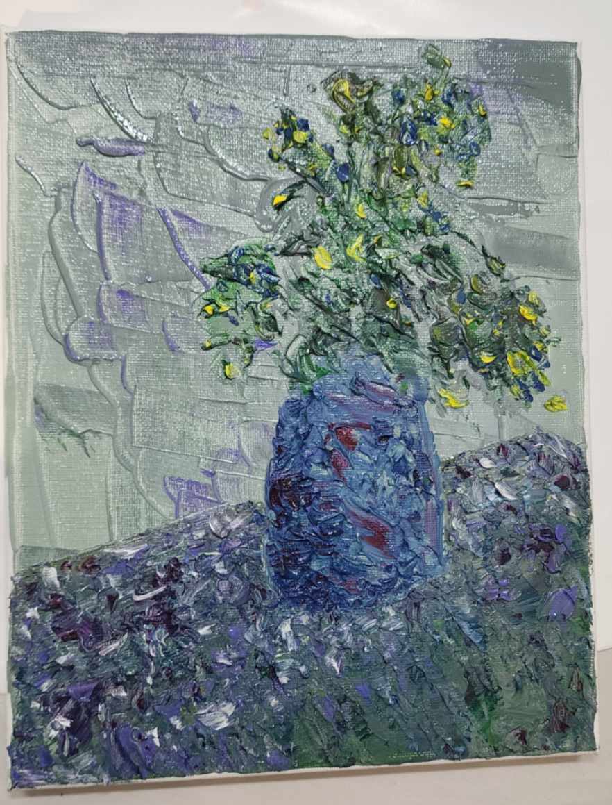 painting of vase with plant