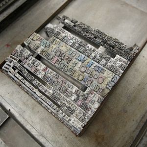 A tray of assorted type in different fonts and sizes